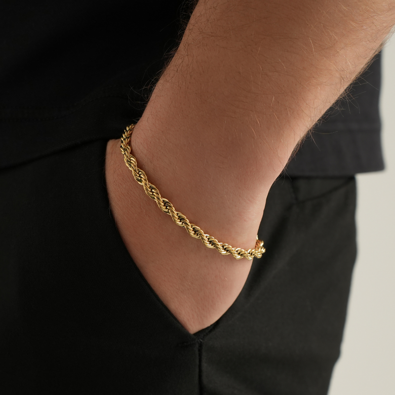 Men's Gold Rope Bracelet (8MM) - 18K Gold Bracelet For Men | Twistedpendant