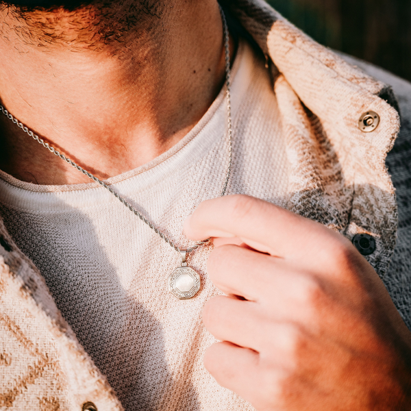 Men's Silver Octagon Pendant - Men's Small Necklace | Twistedpendant