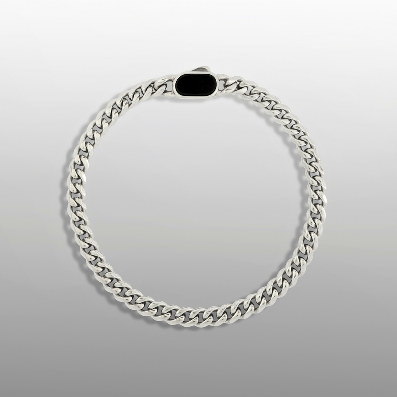 Men's Cuban Bracelet - Silver Onyx Bracelet For Men | Twistedpendant