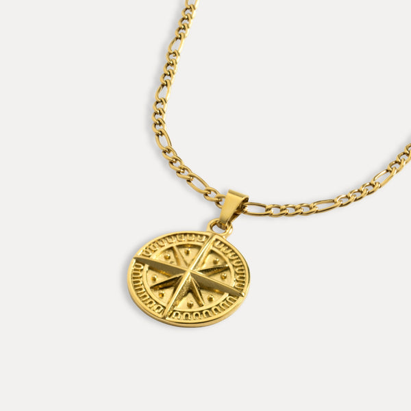Men's Gold Compass Pendant Necklace - Men's Gold Necklace | Twistedpendant