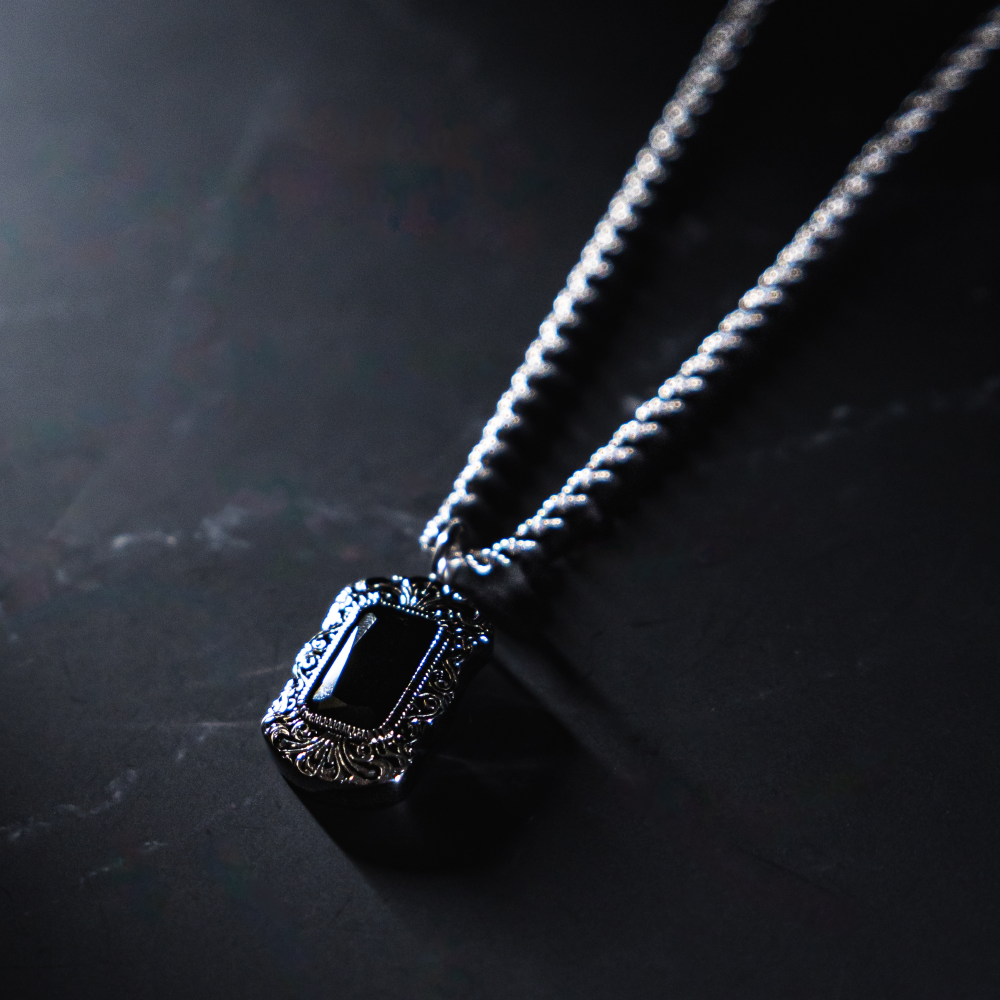 Black & Silver Diamond Pendant Necklace For Men By Twistedpendant