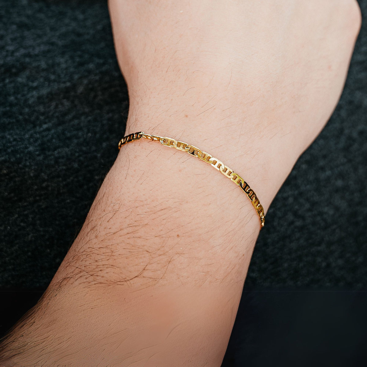 Gold Flat Mariner Bracelet (3MM)