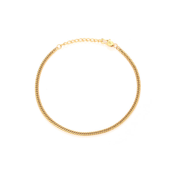 Gold Flat Cuban Bracelet Chain (3MM)