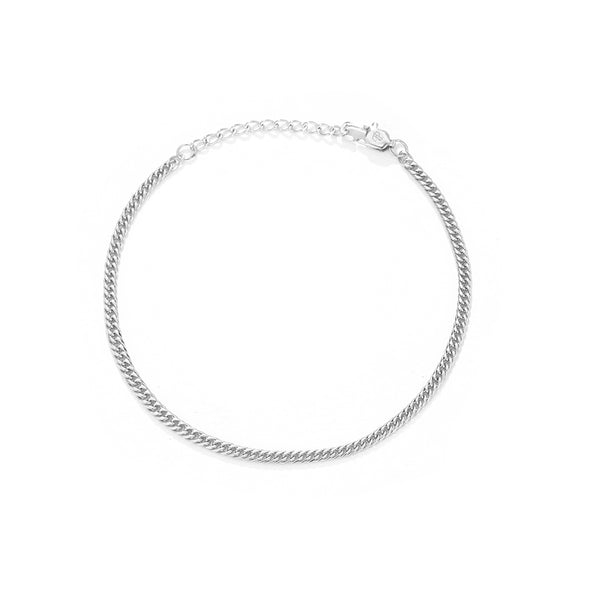 Silver Flat Cuban Bracelet Chain For Men - Men Silver Bracelet | Twistedpendant
