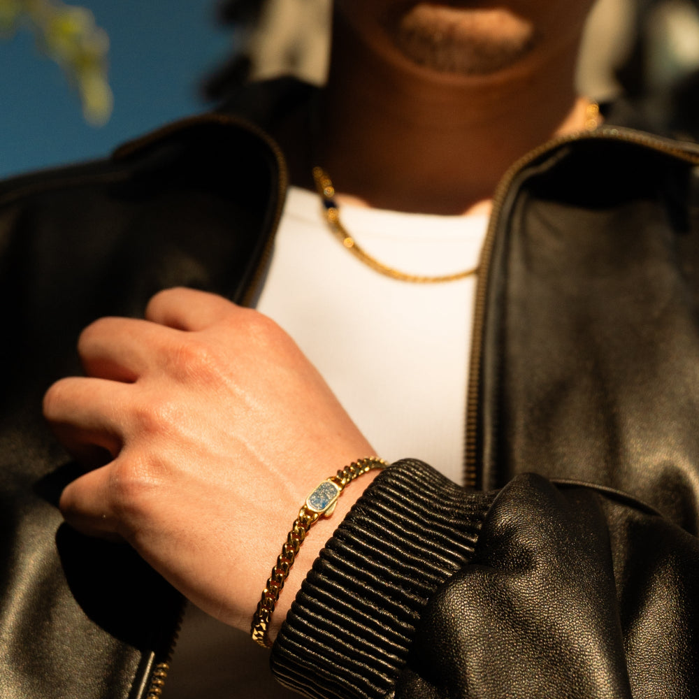 Lapis Cuban Bracelet (5MM) - Gold