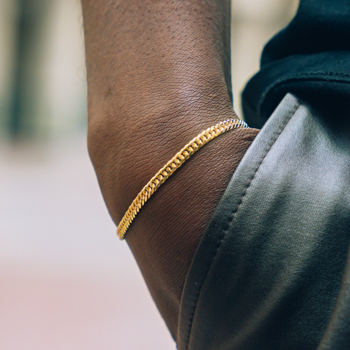 925 Gold Flat Cuban Bracelet (4MM)