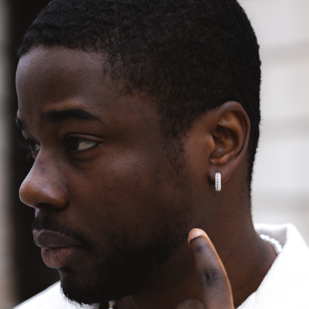 Mens Moissanite Diamond Hoop Earrings | Mens Earrings - Twistedpendant