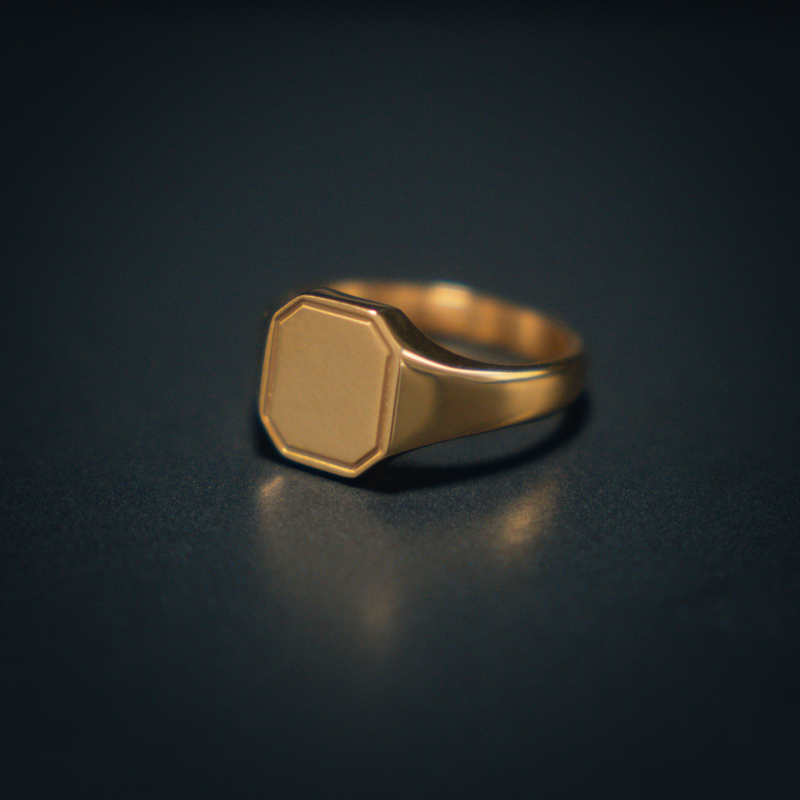 Horizon Ring - Matte 18K Gold Signet Ring For Men | By Twistedpendant