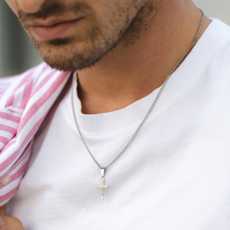 Mens sterling 2025 cross necklace