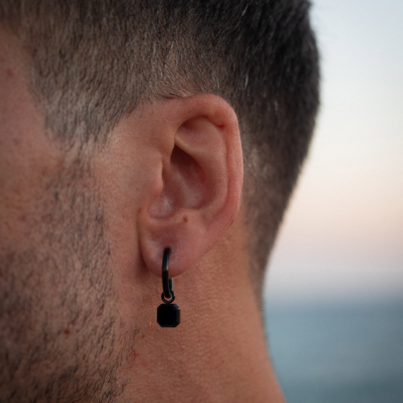 Mens Dangle Earring -Onyx Dangle Earrings By Twistedpendant