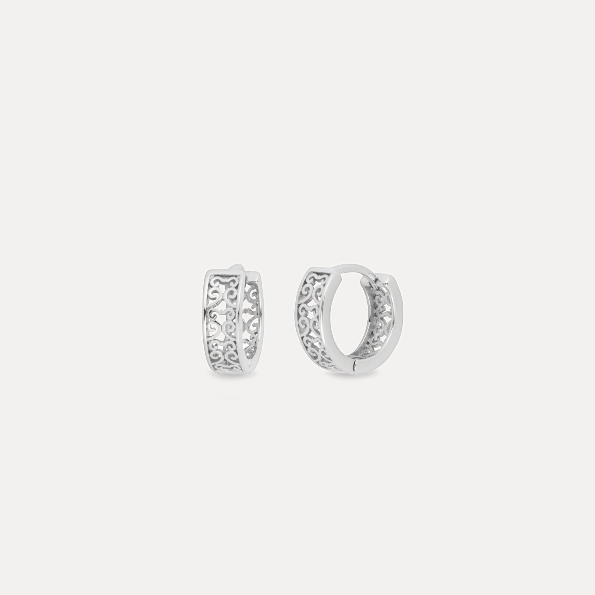 Vintage Silver Patterned Hoop Earrings - Mens Earrings By Twistedpendant