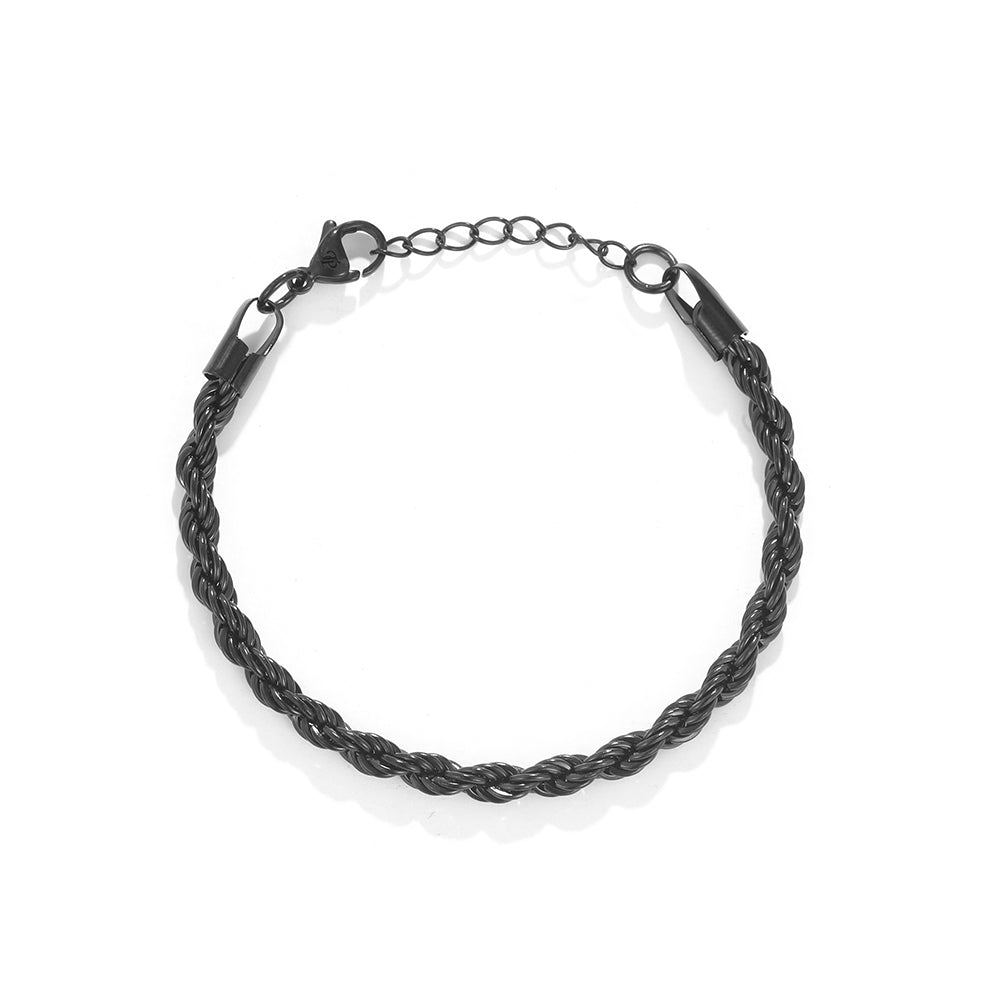Mens Black Rope Bracelet Chain - Black Jewellery By Twistedpendant