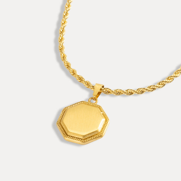 Gold Octagon Pendant - Mens Gold Necklaces - By Twistedpendant