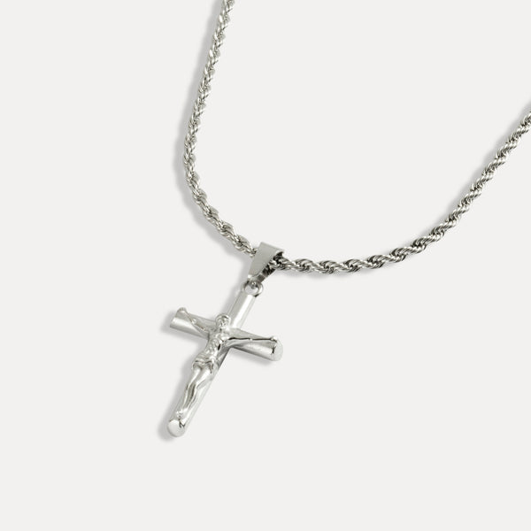 Silver Crucifix Pendant Necklace - Mens Cross Pendant - By Twistedpendant