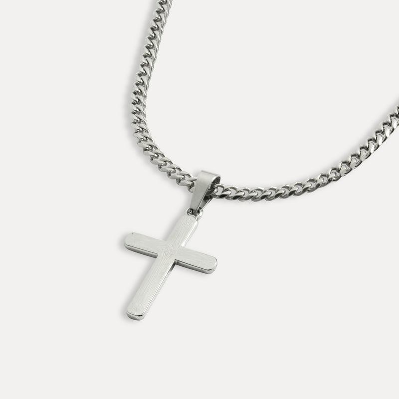 Men's Silver Cross Pendant Necklace - Men's Silver Necklace | Twistedpendant