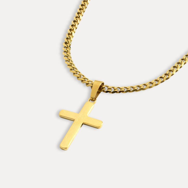 Men's Gold Cross Pendant Necklace - Gold Necklace for Men | Twistedpendant