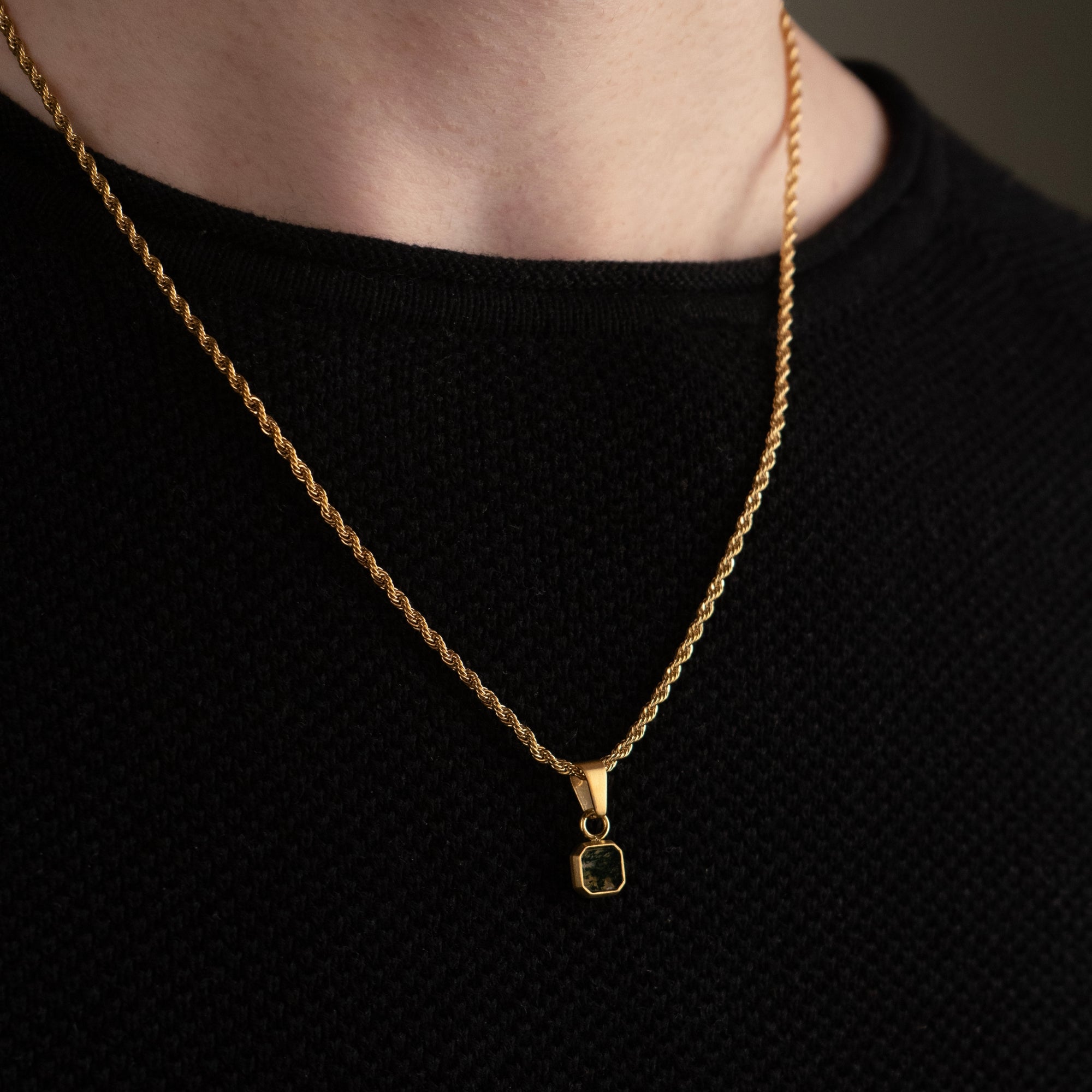 Mini Moss Agate - Gold