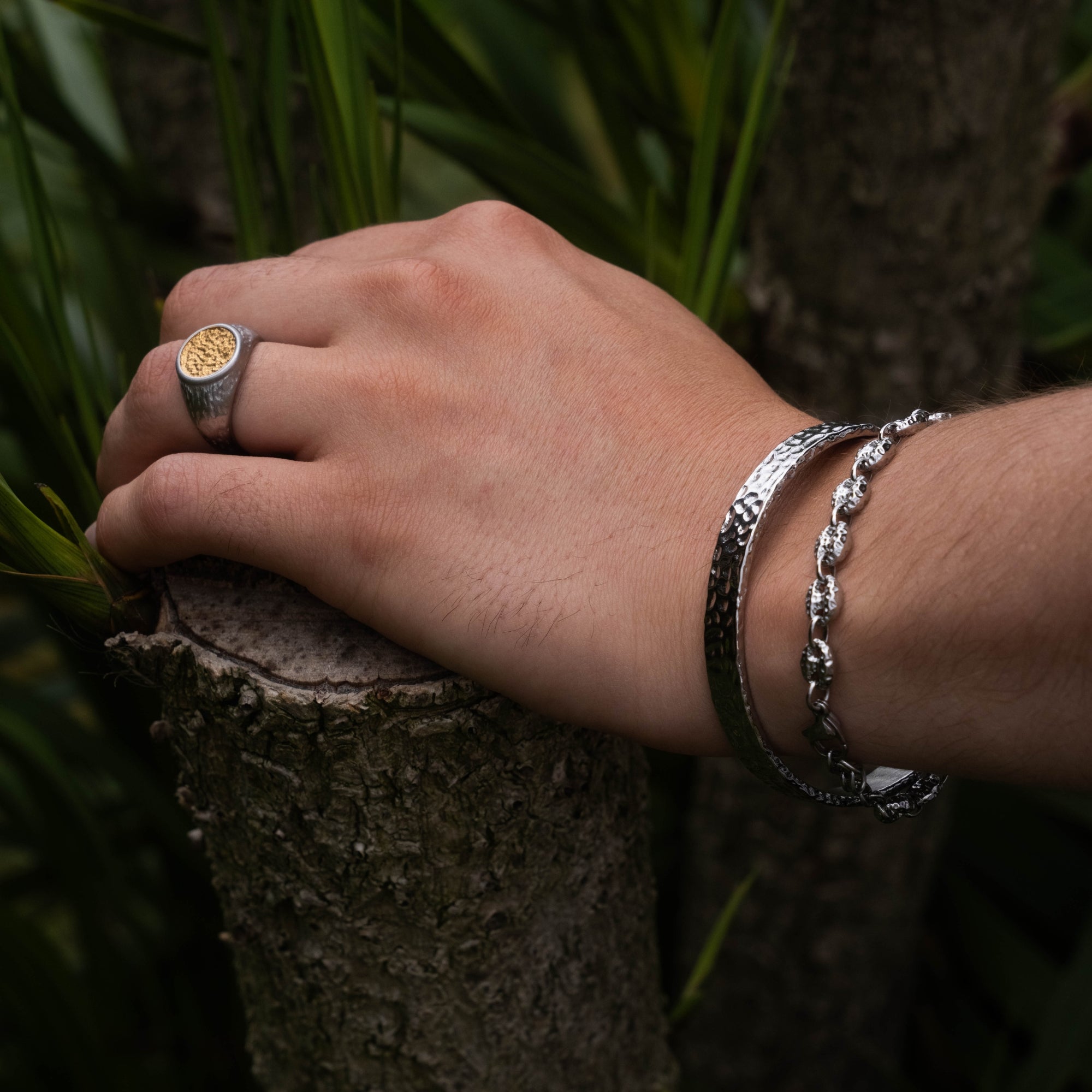Gold Cuff + Mariner Stack Bracelet