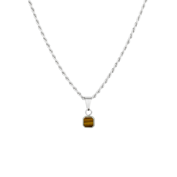 Mini Tiger Eye Necklace - Silver Necklace for Men - By Twistedpendant