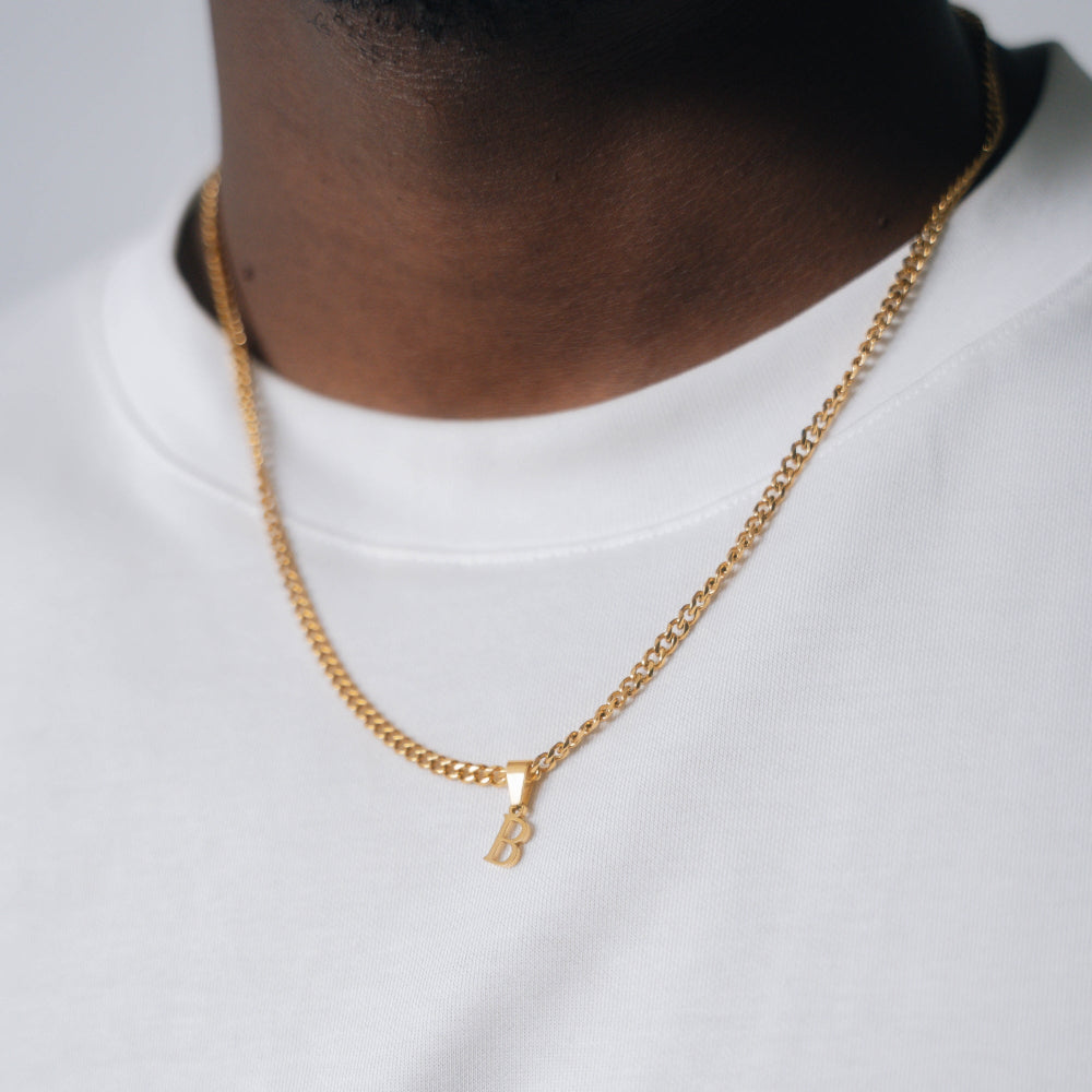 Gold Initial Necklace For Men - By Twistedpendant