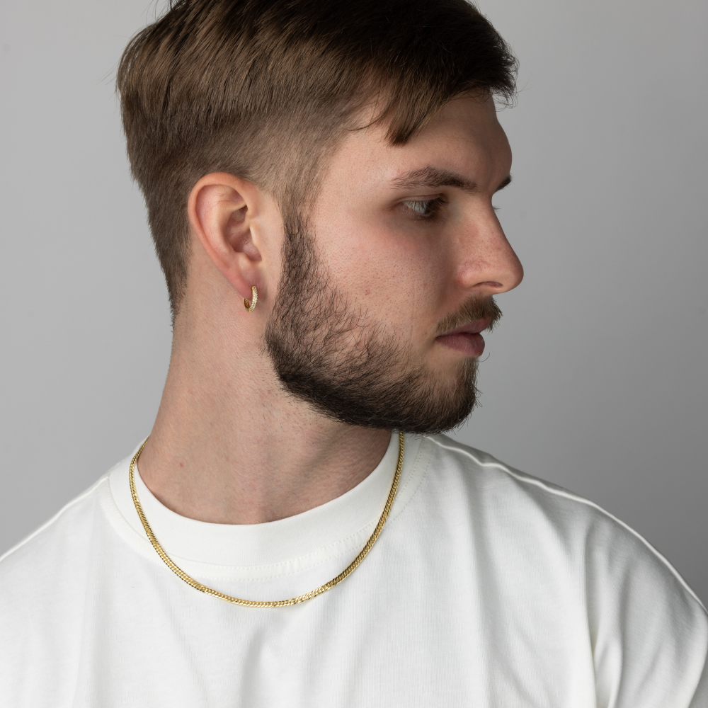 Gold Micro Paved Diamond Hoop - Mens Hoop Earrings By Twistedpendant