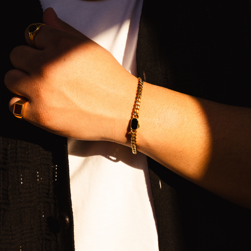 Men's Cuban Bracelet - Gold Onyx Bracelet For Men | Twistedpendant