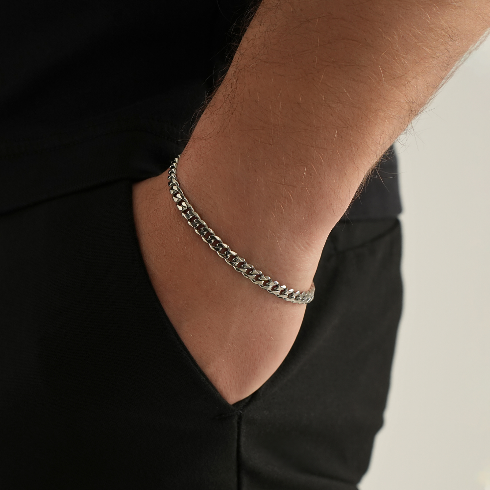 Men's Silver Bracelet - Cuban Silver Bracelets For Men | By Twistedpendant