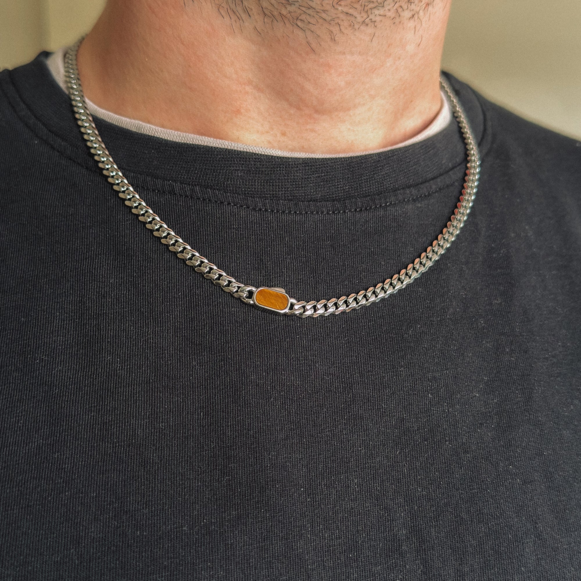 Tiger's Eye Cuban Chain (5MM) - Silver