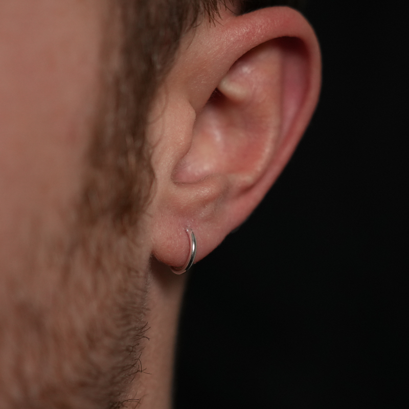 Mens Silver Huggie Hoop Earrings For Men - Silver Hoops By Twistedpendant
