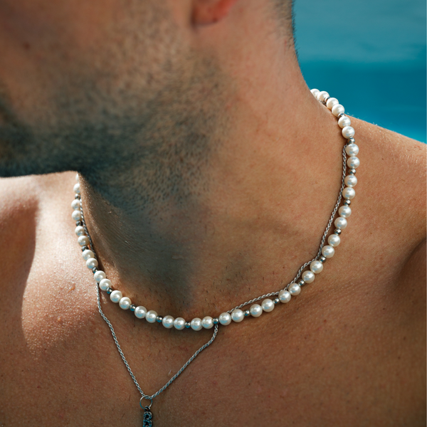 Mens Pearl Necklace Bracelets Pearls for Men By Twistedpendant