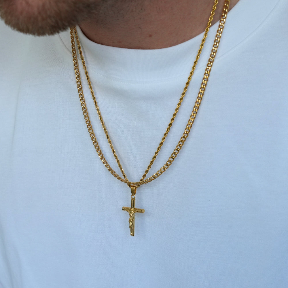Crucifix Necklace Set - Gold By Twistedpendant