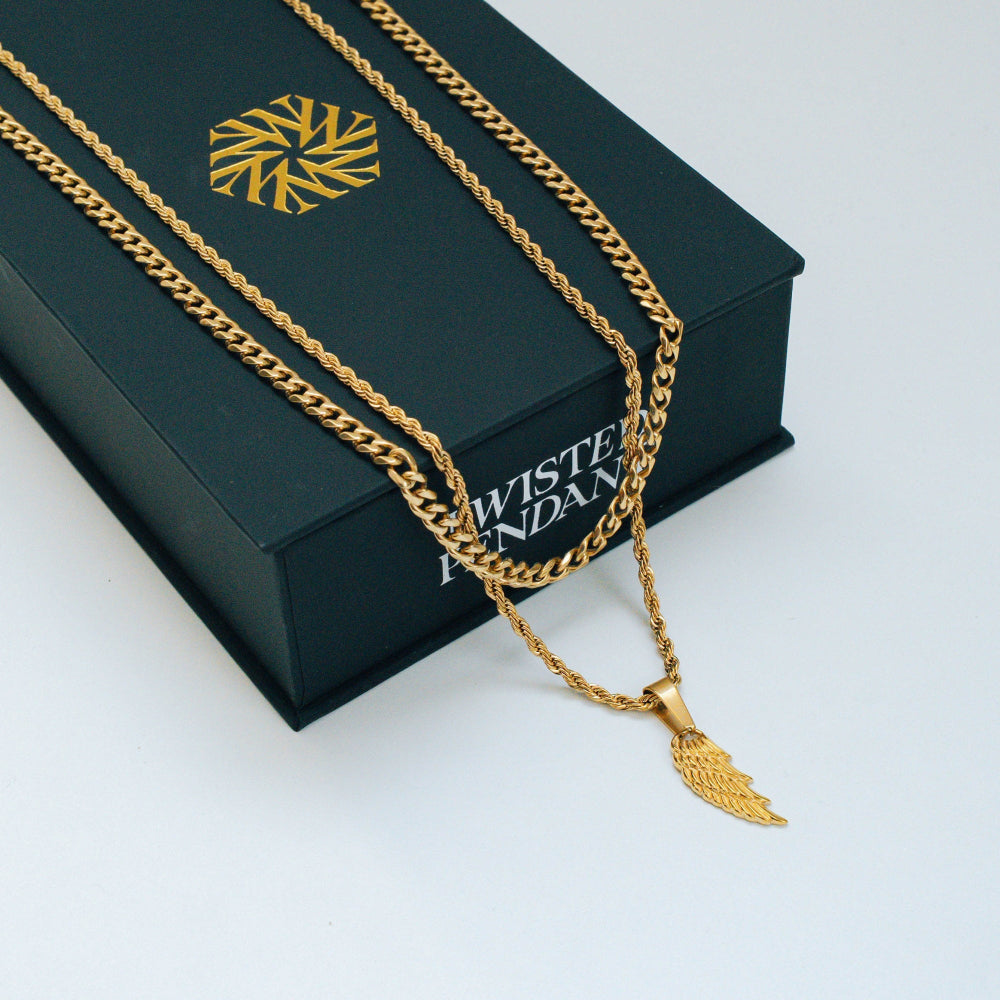 Wing Pendant - Gold Pendant Necklace - By Twistedpendant