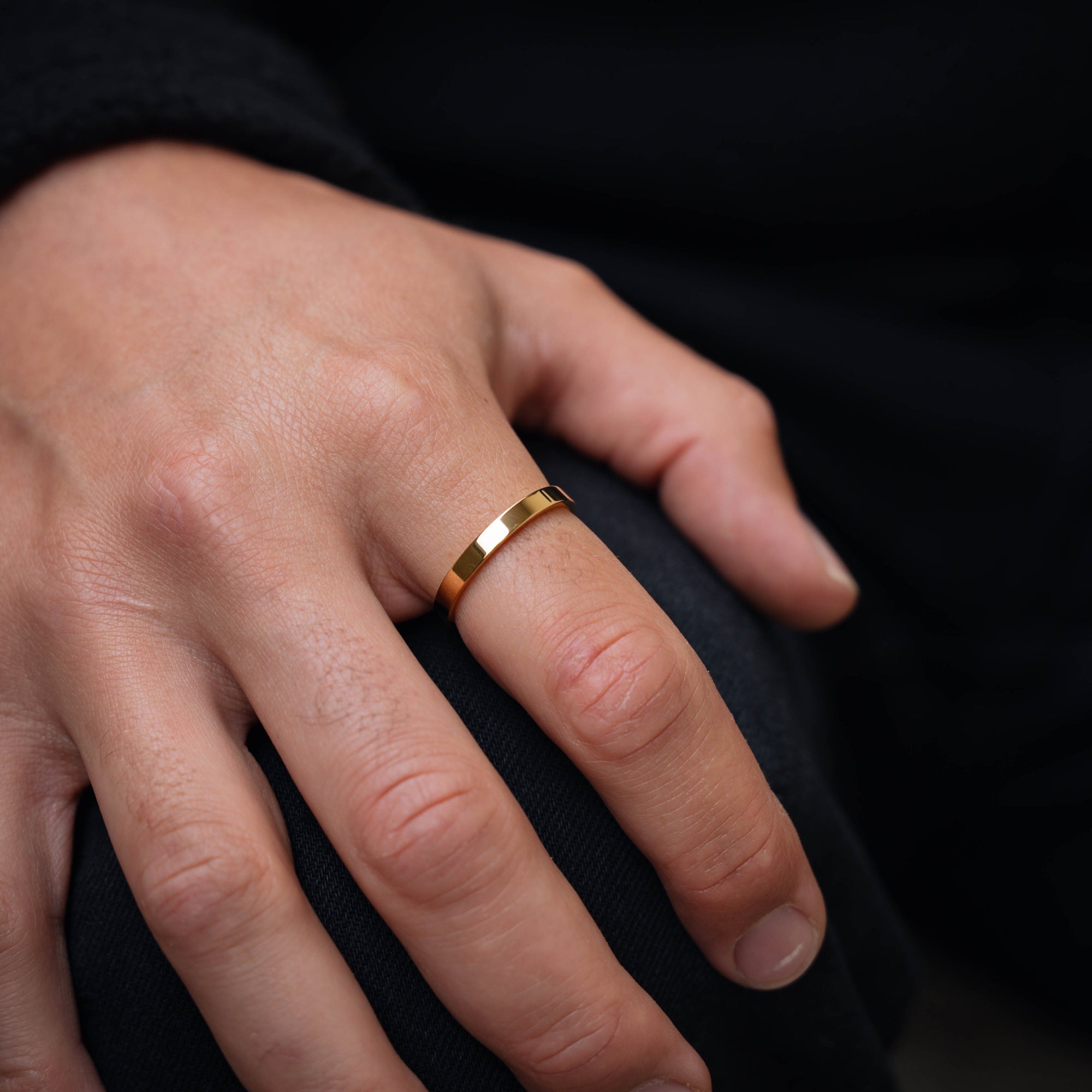 Gold Minimal Band Ring - Minimalist Styled Rings For Men | By Twistedpendant