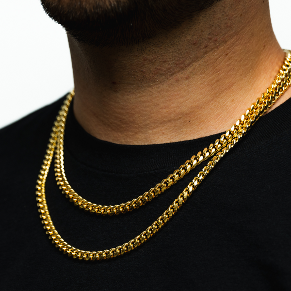 23K Gold Miami Cuban Chain (7MM) - Mens Necklace -  By Twistedpendant