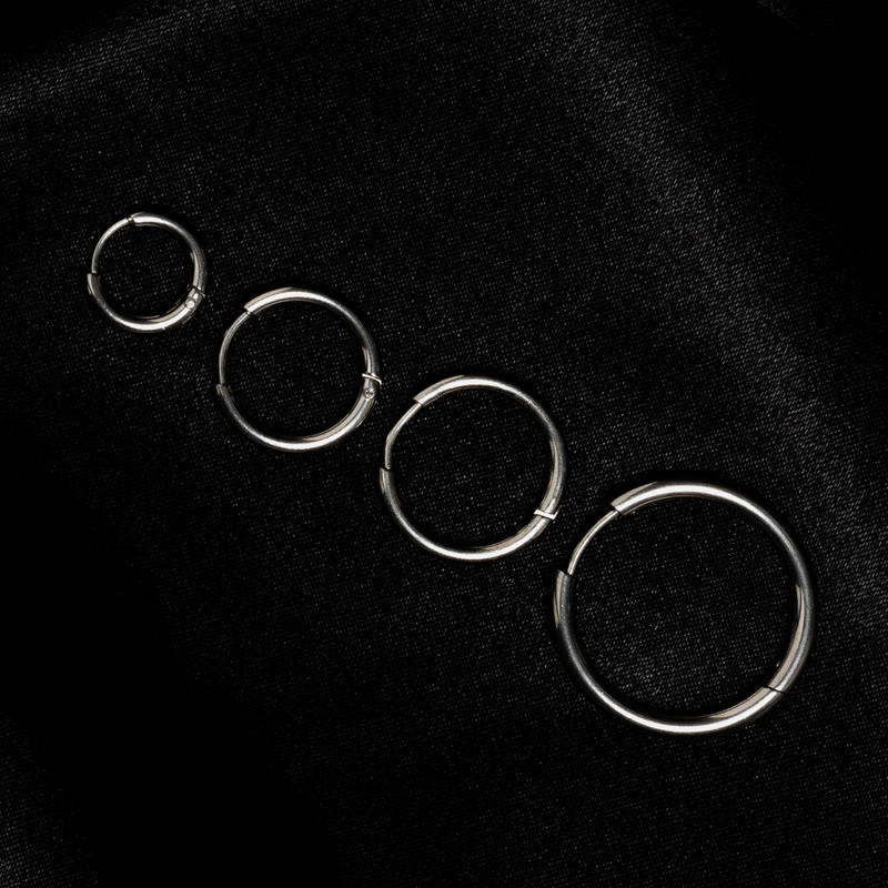 Mens Silver Hoop Earrings - Huggie / Thick Hoops For Men By Twistedpendant