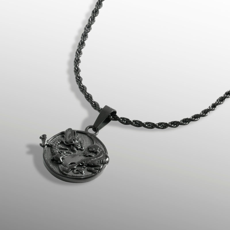 Black Dragon Tiger Pendant | Ying Yang Necklace | Twistedpendant