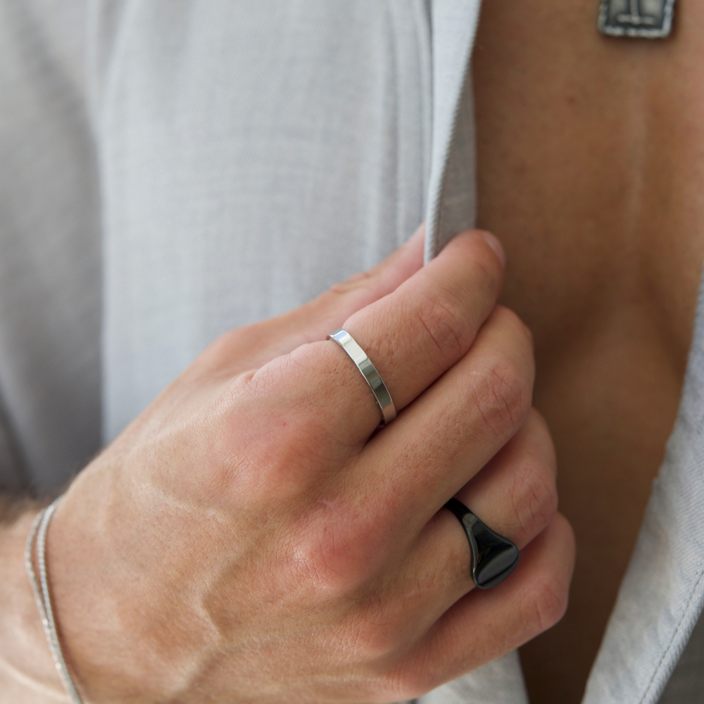 Silver Minimal Band Ring - Minimalist Styled Rings For Men | By Twistedpendant