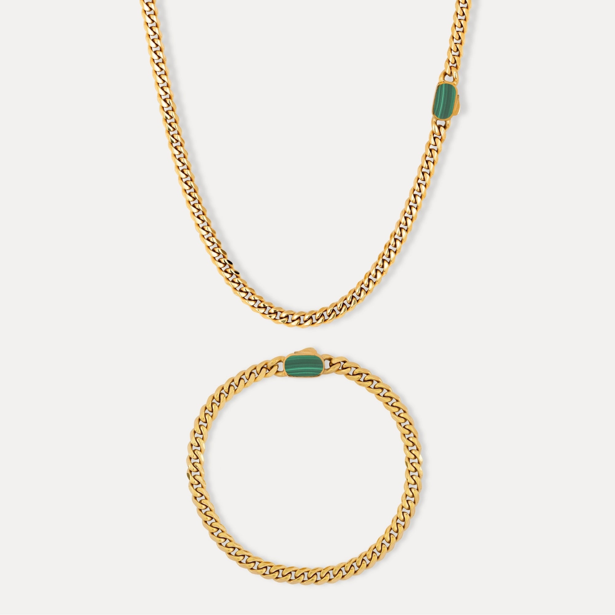 Malachite Cuban Set - Gold