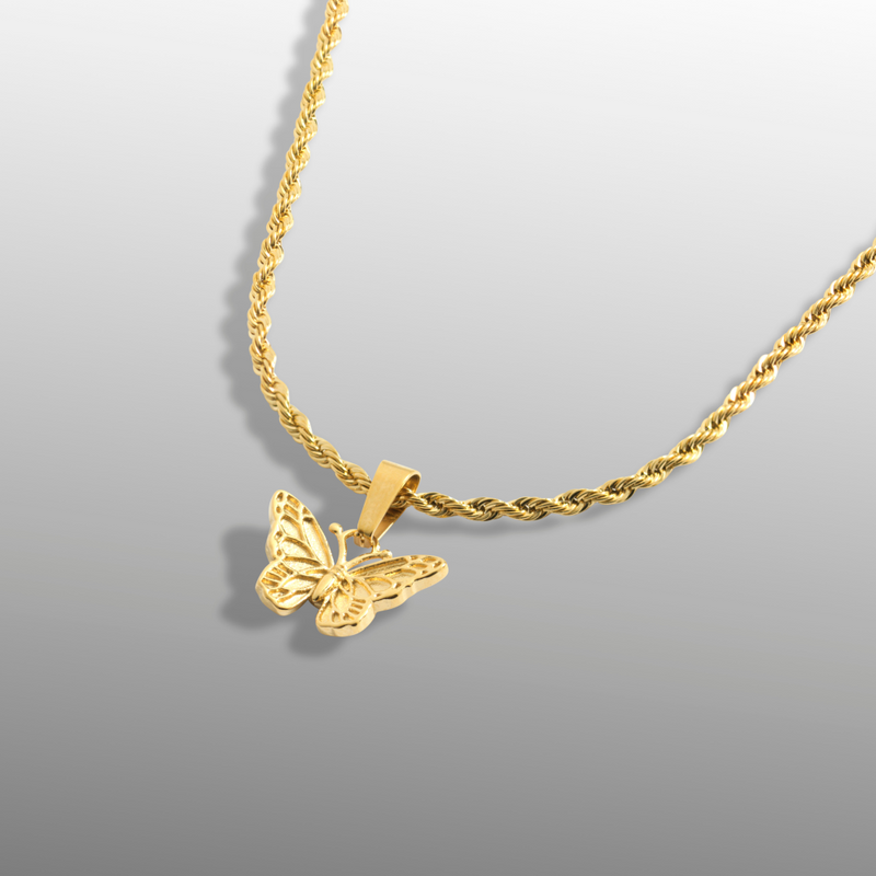 Gold Butterfly Pendant Necklace - Gold Necklace For Men By Twistedpendant