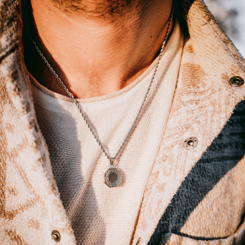 Men's Silver Octagon Pendant - Men's Small Necklace | Twistedpendant