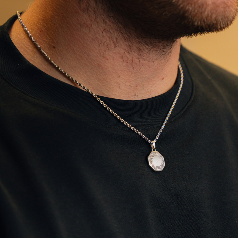 Men's Silver Octagon Pendant - Men's Small Necklace | Twistedpendant