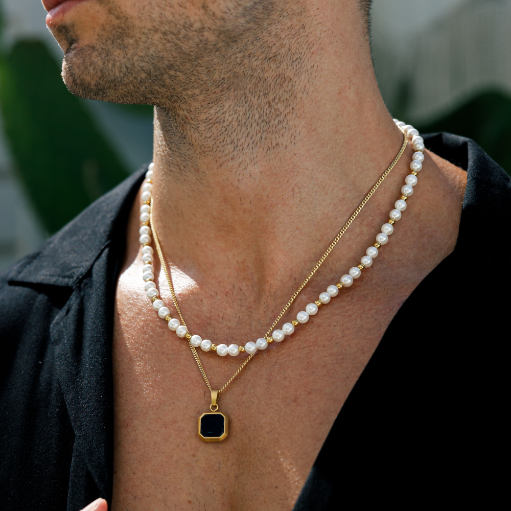 Black & Gold Onyx Pendant Necklace For Men | Twistedpendant