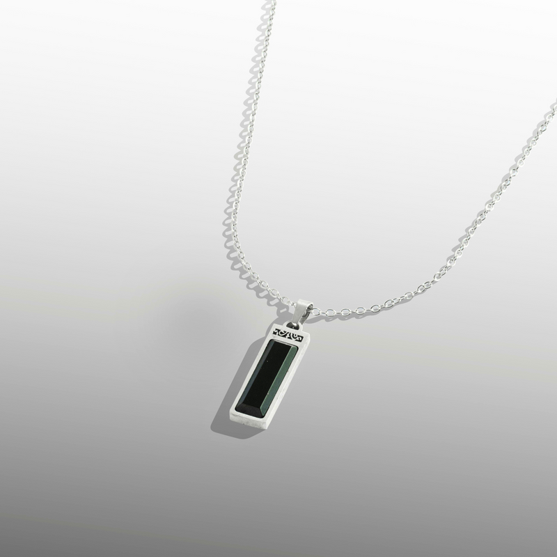 Onyx Verge Pendant - Mens Silver Pendant Necklace - By Twistedpendant