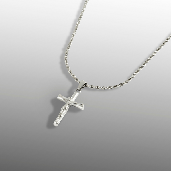 Silver Crucifix Pendant Necklace - Mens Cross Pendant - By Twistedpendant