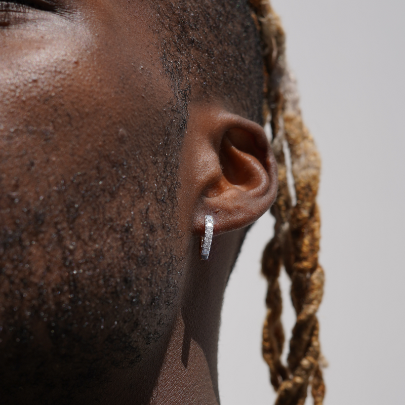 Mens Diamond Hoop Earrings | Mens Silver Earrings - Twistedpendant