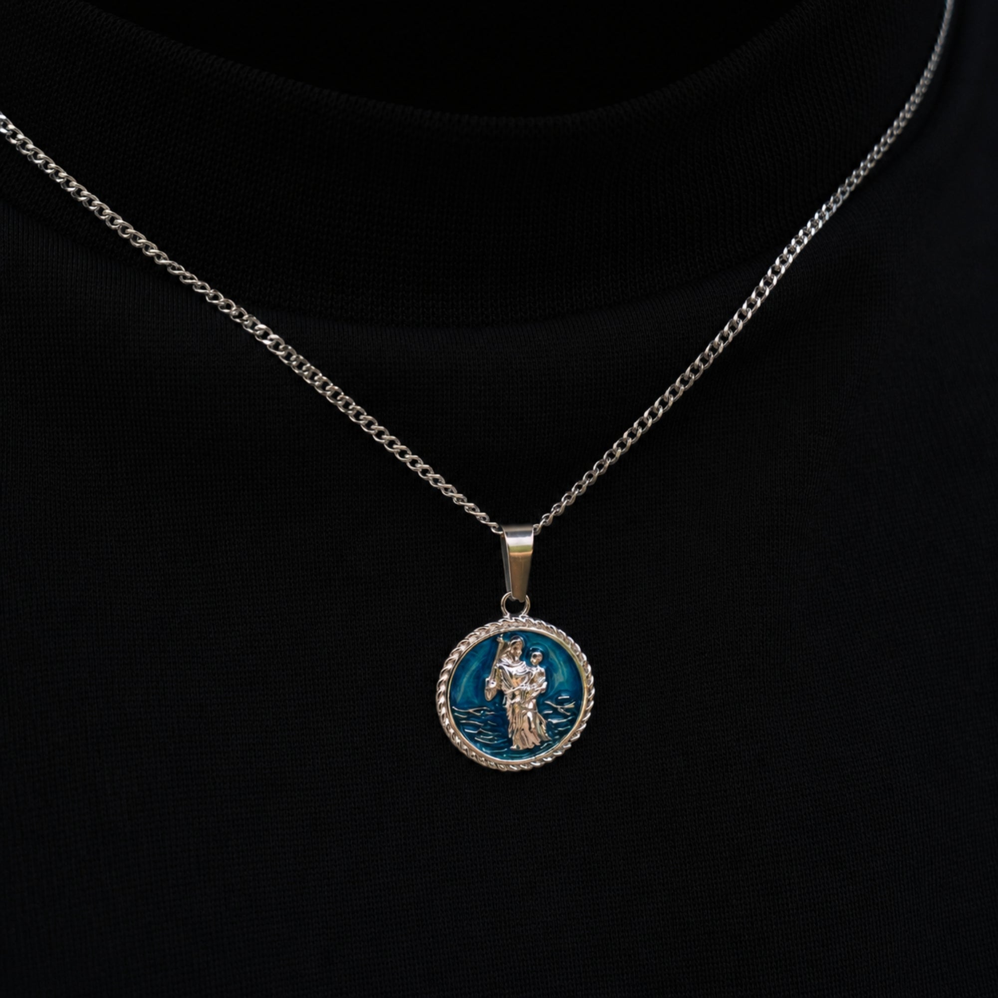 St Christopher - Blue (Silver)