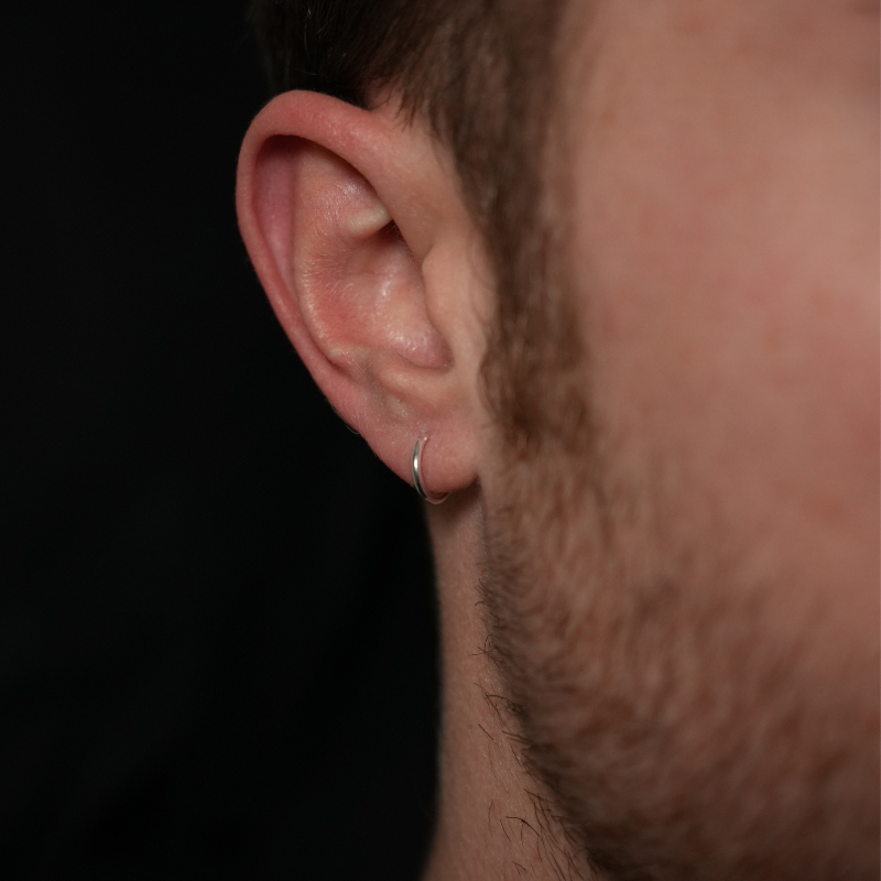 Mens Silver Huggie Hoop Earrings For Men - Silver Hoops By Twistedpendant