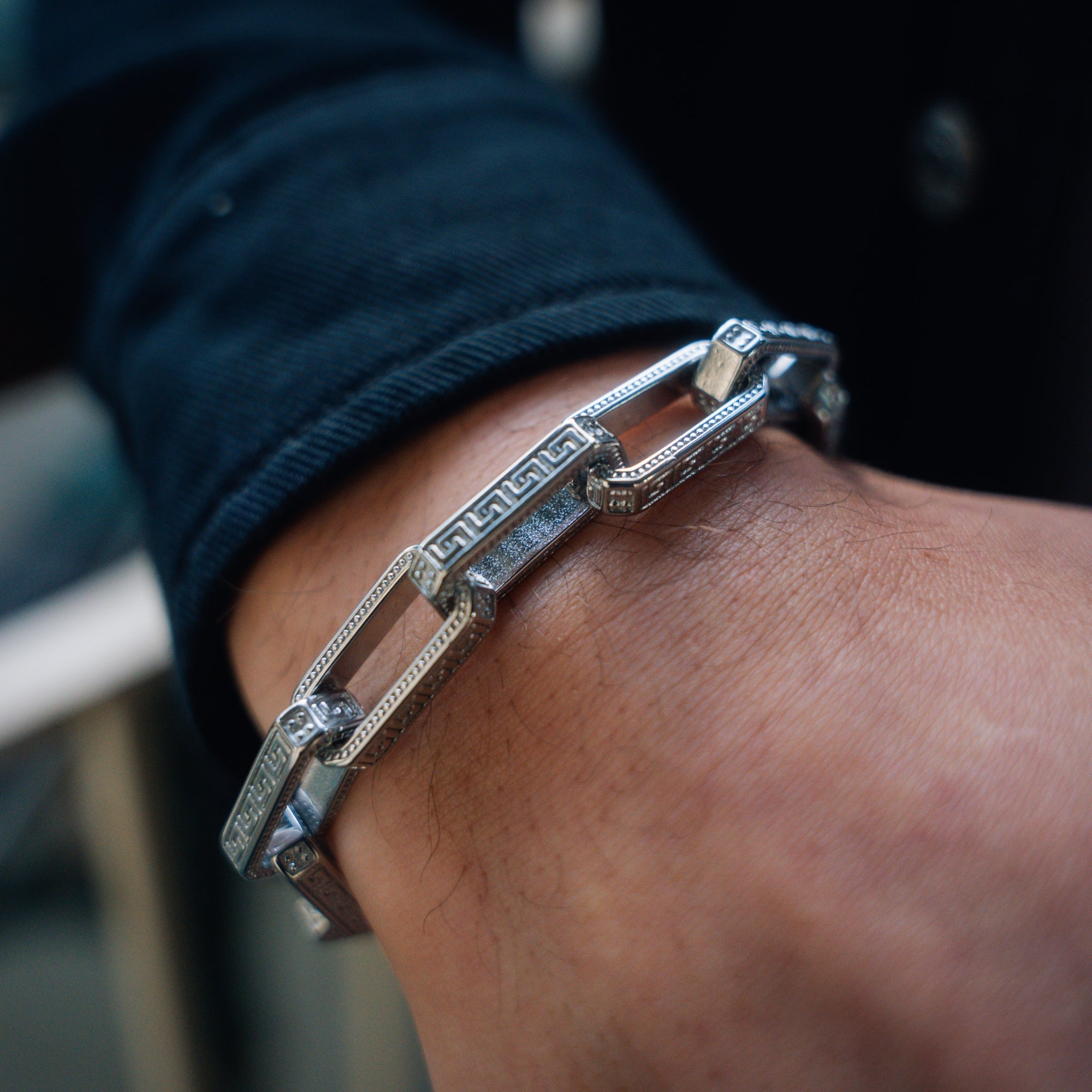 Greek Key Bracelet - Silver