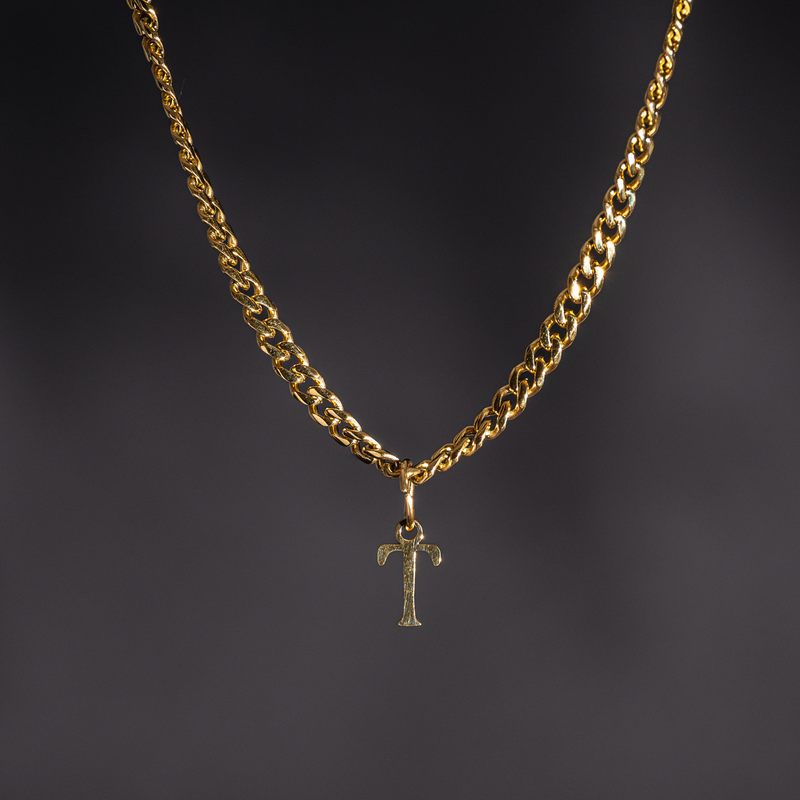Initial Necklace For Men - Gold Initial With Chain - By Twistedpendant