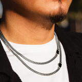 Mens Onyx Cuban Chain (5MM) - Silver - Mens Necklace Chains | Twistedpendant